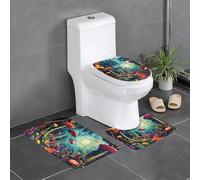 WZYWHJ Lot de 4 tapis de salle de bain colorés Venus Flytrap - Antidérapants et durables - Faciles à nettoyer - Convient pour salle de bain et WC