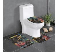 WZYWHJ Lot de 4 tapis de salle de bain de qualité avec beau motif jazz - Durables - Faciles à nettoyer - Convient pour salle de bain et WC