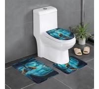 WZYWHJ Lot de 4 tapis de salle de bain de qualité avec image de lion - Durables - Faciles à nettoyer - Convient pour salle de bain et WC