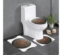 WZYWHJ Lot de 4 tapis de salle de bain de qualité avec motif imprimé badge, durable, facile à nettoyer, convient pour salle de bain et WC