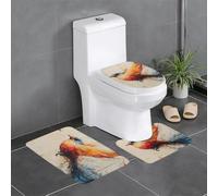 WZYWHJ Lot de 4 tapis de salle de bain de qualité avec motif oiseau, durable, facile à nettoyer, convient pour salle de bain et WC