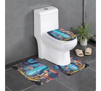 WZYWHJ Lot de 4 tapis de salle de bain de qualité avec motifs champignons lumineux, durables, faciles à nettoyer, adaptés pour la salle de bain et les toilettes