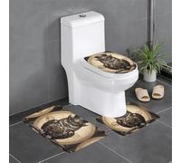 WZYWHJ Lot de 4 tapis de salle de bain de qualité Steampunk motif hiboux, durables, faciles à nettoyer, adaptés pour salle de bain et toilettes