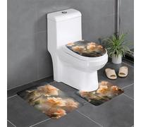 WZYWHJ Lot de 4 tapis de salle de bain motif bouquet avec gouttes d'eau, antidérapants, durables, faciles à nettoyer, adaptés pour salle de bain et toilettes