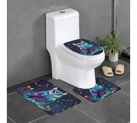 WZYWHJ Lot de 4 tapis de salle de bain phosphorescents imprimés hiboux de qualité, durables, faciles à nettoyer, adaptés pour salle de bain et toilettes