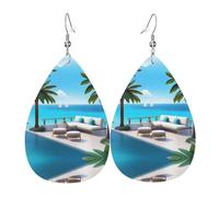 WZYWHJ Love Island on the S Pattern Boucles d'oreilles pendantes en forme de goutte d'eau en cuir
