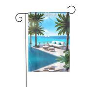 WZYWHJ Love Island on the S Pattern Drapeau de jardin décoratif 30,5 x 45,7 cm pour un environnement extérieur tendance