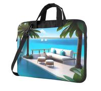 WZYWHJ Love Island on the S Pattern Ultra-Thin Portable Single Shoulder Laptop Bag Computer Accessories Soft Shockproof for Laptop, Noir , 15.6 inch