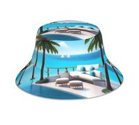 WZYWHJ Love Island on The S Printing Chapeau cloche réversible pour homme et femme Protection pour voyage et activités de plein air Noir