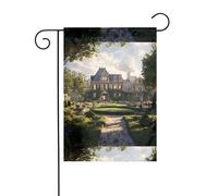 WZYWHJ Magnifique drapeau de jardin décoratif motif manoir 30,5 x 45,7 cm pour un environnement extérieur tendance