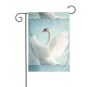 Wzywhj Magnifique drapeau de jardin d'été imprimé cygne double face décoration cour 30,5 x 45,7 cm