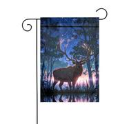 Wzywhj Magnifique drapeau de jardin d'été imprimé élan double face décoration cour 30,5 x 45,7 cm