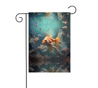 WZYWHJ Magnifique drapeau de jardin imprimé petit poisson rouge 30,5 x 45,7 cm pour un environnement extérieur tendance