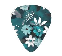 Wzywhj Médiator de guitare à motif floral gris sarcelle et blanc - Prise en main facile - Sensation confortable - Ukulélé - Guitare acoustique et électrique - 12