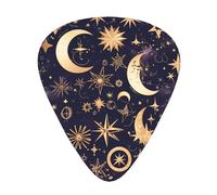 Wzywhj Médiator de guitare Golden Stars In The Night Sky - Prise en main facile - Sensation confortable - Ukulélé - Guitare acoustique et électrique - 12