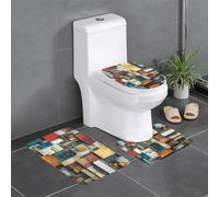WZYWHJ Memory Fragments Lot de 4 tapis de salle de bain antidérapants et durables faciles à nettoyer pour salle de bain et toilettes
