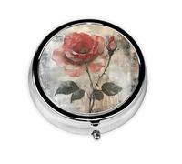 WZYWHJ Mini pilulier rond avec cloisons pour le rangement des médicaments pour les voyages et une utilisation quotidienne Motif roses en fleurs