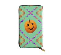 Wzywhj Mode Femme Portefeuille Pochette Longue Pochette Portefeuille en Cuir avec Plusieurs Compartiments Fermeture Éclair Motif Smiley Citrus Imprimés, Noir , Taille unique