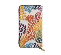 WZYWHJ Mode Femmes Cuir Long Pochette Portefeuille Pochette Portefeuille Multi Compartiments Fermeture Éclair Motif Rainbow Polka Dot Stitch