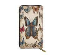 WZYWHJ Mode Femmes Cuir Longue Pochette Portefeuille Pochette Portefeuille avec Plusieurs Compartiments Fermeture Éclair Motif Papillon Victorien