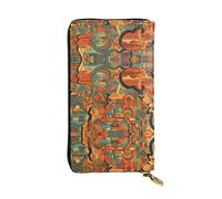 Wzywhj Mode Femmes Cuir Longue Pochette Portefeuille Pochette Portefeuille avec Plusieurs Compartiments et Fermeture Éclair Motif Carte Africaine Imprimé Ethnique, Noir , Taille unique