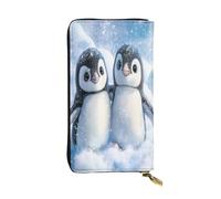 WZYWHJ Mode Femmes Cuir Longue Pochette Portefeuille Portefeuille Pochette avec Plusieurs Compartiments et Fermeture Éclair Design Une Paire De Petits Pingouins Motif