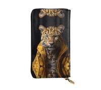 Wzywhj Mode Femmes Cuir Longue Pochette Portefeuille Portefeuille Pochette Portefeuille Multiples Compartiments Fermeture Éclair Motif Léopard dans une Veste en Cuir Imprimé, Noir , Taille unique