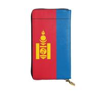 Wzywhj Mode Femmes Portefeuille Pochette Longue Pochette Portefeuille en Cuir avec Plusieurs Compartiments Fermeture Éclair Motif Drapeau Mongolie, Noir , Taille unique