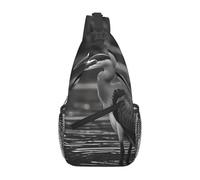 WZYWHJ Monochrome Heron Prints Sac à bandoulière décontracté pour homme avec grande capacité de stockage et bandoulière réglable