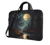 WZYWHJ Moon Stars and Planets Picture Ultra-Thin Portable Single Shoulder Laptop Bag Computer Accessories Soft Shockproof for Laptop, Noir , 13 inch