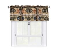 WZYWHJ Motif vintage sur billets de banque. Les rideaux courts sont durables, transparents et faciles à installer. Ils mesurent 132 x 45 cm (l x L)