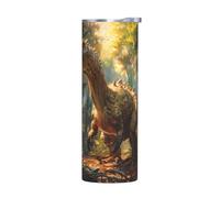 WZYWHJ Mug en acier inoxydable de qualité avec couvercle hermétique et effet isolant sans accessoires Motif Tyrannosaure Rex dans la forêt 591 ml