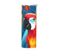 WZYWHJ Mug en acier inoxydable de qualité avec couvercle hermétique et effet isolant sans accessoires Motif perroquet 591 ml