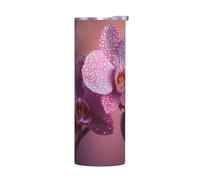 WZYWHJ Mug en acier inoxydable de qualité avec couvercle hermétique et effet isolant sans accessoires Motif orchidées couvertes d'eau 591 ml