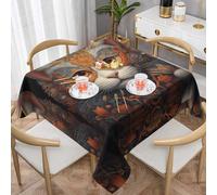 WZYWHJ Nappe décorative carrée 152,4 x 152,4 cm nappes de table basse lavables et réutilisables Motif œil de chat gros plan