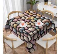 WZYWHJ Nappe décorative carrée de 152,4 x 152,4 cm, nappes de table basse, lavables et réutilisables, motif barbe à papa coloré