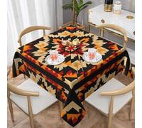 WZYWHJ Nappe décorative carrée de 152,4 x 152,4 cm, nappes de table basse, lavables et réutilisables, motif blocs symétriques