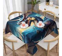 WZYWHJ Nappe décorative carrée de 152,4 x 152,4 cm, nappes de table basse, lavables et réutilisables, motif dragon rugissant