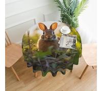 WZYWHJ Nappe décorative ronde imprimée lapin dans l'herbe 152,4 cm peut être lavée et réutilisée pour table ronde, table à manger, table basse