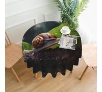 WZYWHJ Nappe longue ronde imprimée escargot sur une feuille - Anti-débordement et infroissable - 152,4 cm