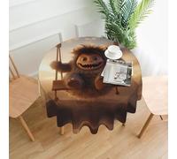 WZYWHJ Nappe longue ronde imprimée « The little monster on the swing » - Anti-débordement et infroissable - 152,4 cm
