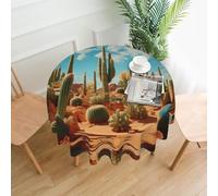 WZYWHJ Nappe longue ronde imprimée The territory of the cactus anti-débordement et infroissable 152,4 cm