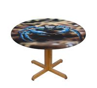 WZYWHJ Nappe ronde à motif de crabe bleu mer, imperméable, résistante aux plis pour décoration de table de salle à manger