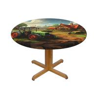 WZYWHJ Nappe ronde à motif de ferme de tracteur - Imperméable - Résistante aux plis - Pour décoration de table de salle à manger