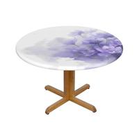 WZYWHJ Nappe ronde avec impression de fleurs blanches et violettes - Imperméable et infroissable - Pour décoration de table de salle à manger