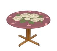 WZYWHJ Nappe ronde avec impression rose d'amour blanche - Imperméable et infroissable - Pour décoration de table de salle à manger