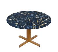 WZYWHJ Nappe ronde avec imprimé ciel et étoiles bleu marine - Imperméable et infroissable - Pour décoration de table de salle à manger