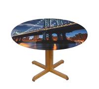 WZYWHJ Nappe ronde avec imprimé pont de Manhattan de New York - Imperméable et infroissable - Pour décoration de table de salle à manger
