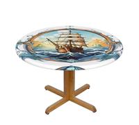 WZYWHJ Nappe ronde imperméable et infroissable pour décoration de table de salle à manger Motif bateau à voile