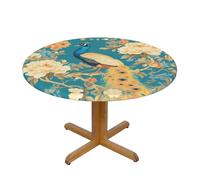 WZYWHJ Nappe ronde imperméable et infroissable pour décoration de table de salle à manger Motif paon oriental sur arbre floral